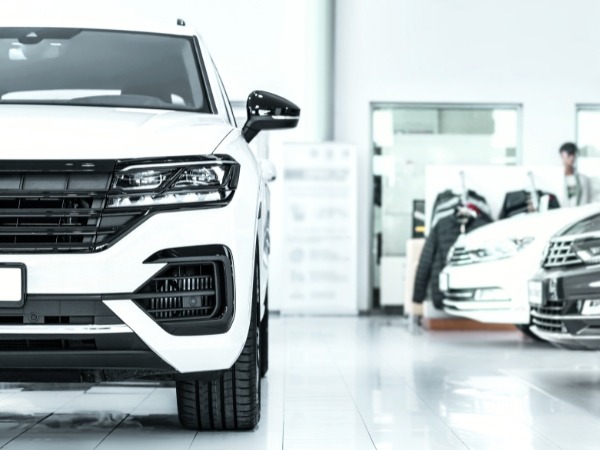 White Car in a Showroom